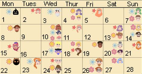 Stardew Valley Birthday Calendar