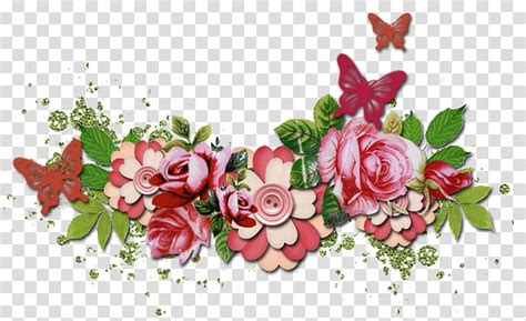 Vintage ll, pink flower swag with butterflies illustration transparent background PNG clipart ...