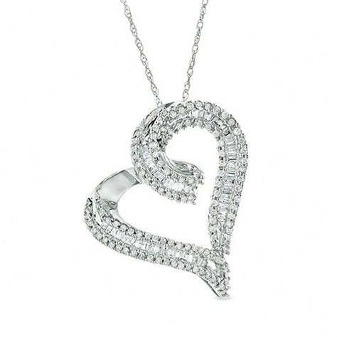 1/2 CT. T.W. Diamond Heart Pendant in 10K White Gold | Heart Necklaces | Necklaces | Zales