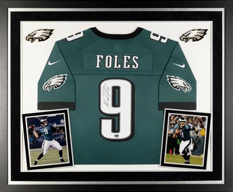 Nick Foles Philadelphia Eagles Deluxe Framed Autographed Nike Limited Green Jersey