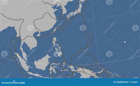 Philippine Sea Plate - Boundaries. Contour Map Stock Illustration ...