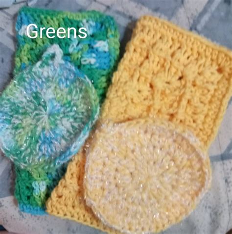 Dishcloth Scrubby Set Washcloth / Dishcloth Dish Scrubbie - Etsy