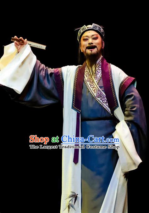 Chinese Huangmei Opera Old Man Ji Mo Han Qing Official Garment Costumes and Headwear An Hui ...