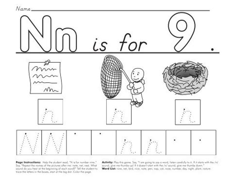 Page Instructions: Help the student read, Ã¢Â€ÂœN is for number ...