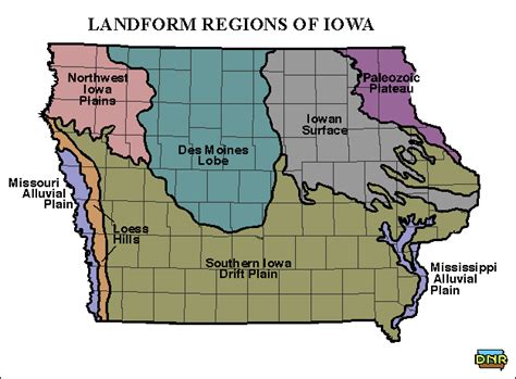 Iowa's geographic landforms and regions