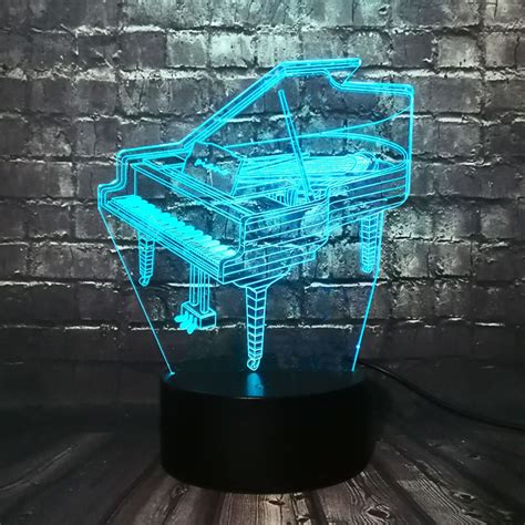 Music Instrument Retro Piano 3D USB LED Lamp 7 Colors Bulb Musician toy Child Bedroom Decoration ...