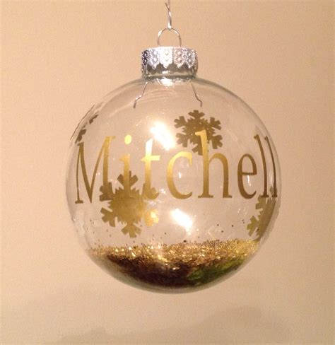 Personalized Gold Glitter Christmas Ornament by ImpressTheBest