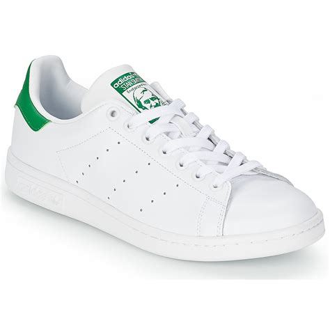 Baskets basses adidas Originals STAN SMITH Blanc / Vert - Livraison Gratuite avec Spartoo.com ...