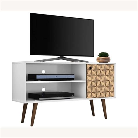 Furniture USA Mid Century Modern Wood White TV Stand - AptDeco