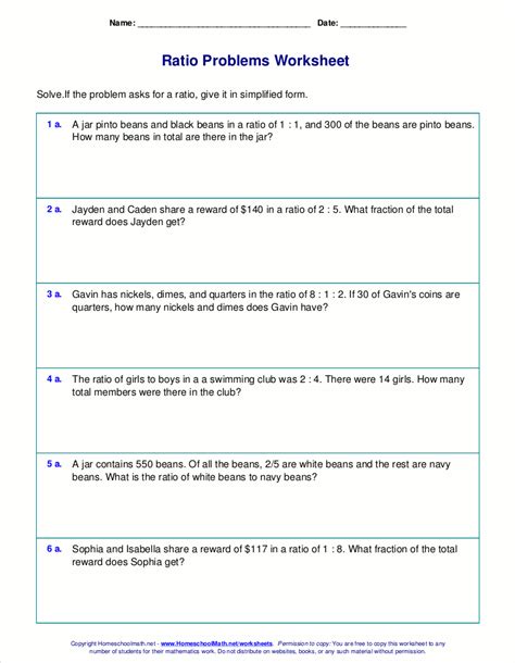 Equivalent Ratios Worksheet Word Problems