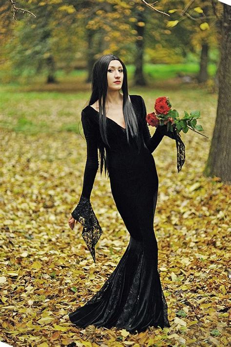 Image result for woman dressed as gomez addams | Black dress halloween costume, Long black dress ...