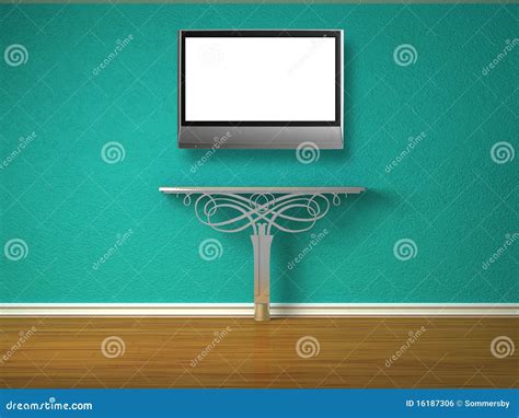 Metallic Console-table With Lcd Tv Stock Illustration - Illustration of nobody, hardwood: 16187306