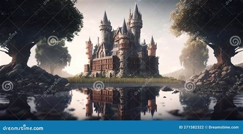 Fantasy Castle Wallpaper Mystical Medieval Kingdom Generative AI Stock Photo - Image of house ...