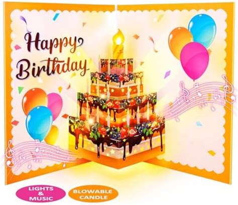 FITMITE Birthday Cards, Musical Pop Up Birthday Cards with Light, Blow ...