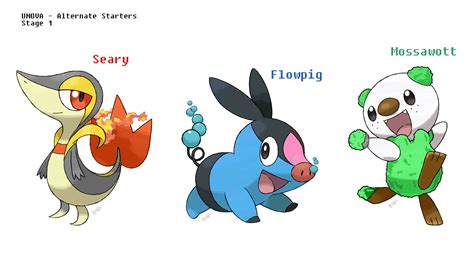 Gen 5 Alt-Type Starters [OC] : r/pokemon