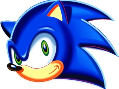 sonic the hedgehog is smiling and looking to his left with an orange ...