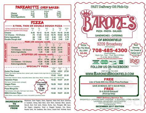 Barone's Brookfield-Pizza menu in Brookfield, Illinois, USA