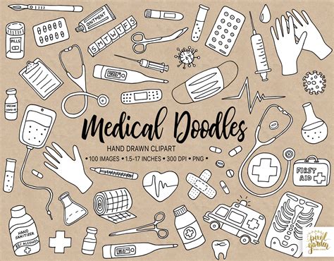 Hand Drawn Medical Clipart. Doodle Doctor Medicine Health - Etsy