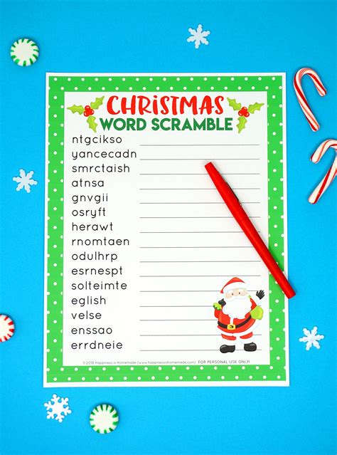 Christmas Word Scramble Printable - Happiness is Homemade | Christmas word scramble, Christmas ...