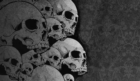 dark-skull-grey-background-calaveras-1024x600 | Black skulls wallpaper ...