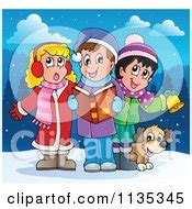 Outlined Children Singing Christmas Carols Posters, Art Prints by - Interior Wall Decor #1135347