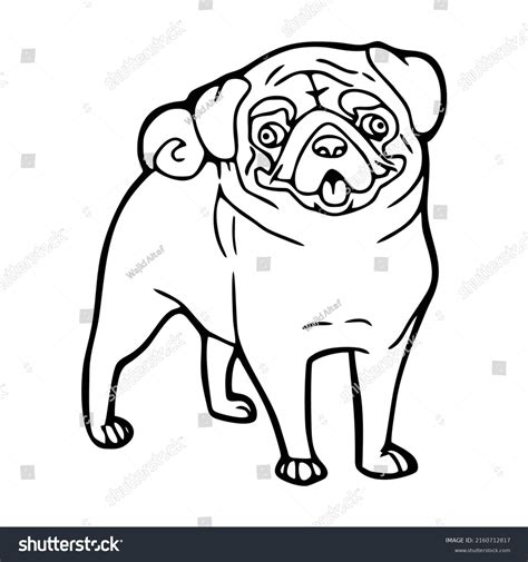 Pug Coloring Page Kids Stock Vector (Royalty Free) 2160712817 ...