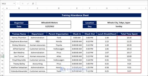 How to Create Training Attendance Sheet in Excel - ExcelDemy