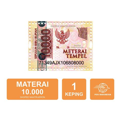 Jual Materai 10000 Meterai Tempel 10.000 Sepuluh Ribu Rupiah Asli Original Kantor Pos Indonesia ...