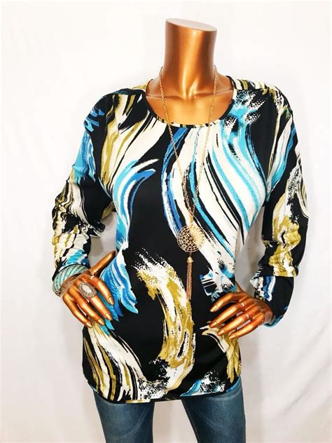 N Touch XL Top Blouse Stretch Long Sleeve Dye Colors Shirt Crewneck | eBay | Top blouse, Sleeves ...