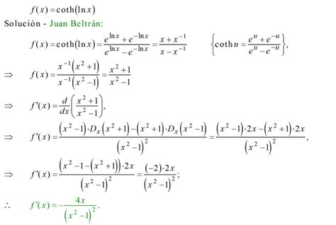 Cálculo21: Derivada de una función hiperbólica