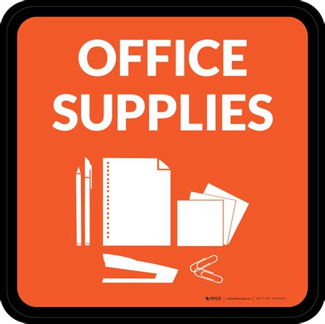 Office Supplies with Icon Square - Floor Sign | Creative Safety Supply