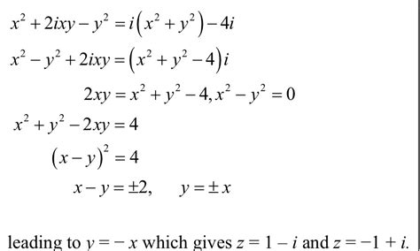 Solving a complex equation with $z=x \pm iy$ - Mathematics Stack Exchange