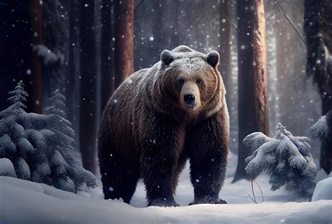 bear in snow winter forest. Illustration 22010042 Stock Photo at Vecteezy