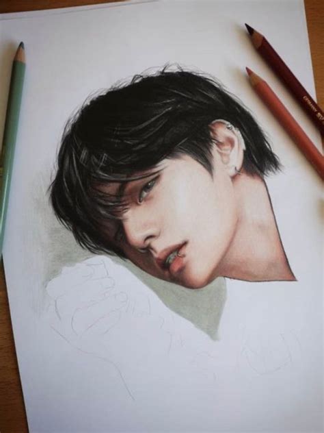 BTS Jungkook Taehyung Colored Pencil Drawing PRINT From Original Fanart ...