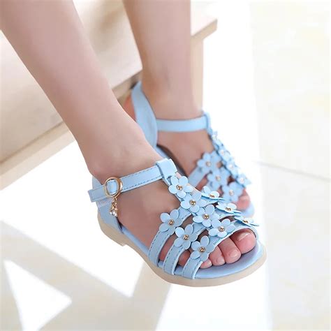 Summer style children sandals Girls princess beautiful flower shoes ...