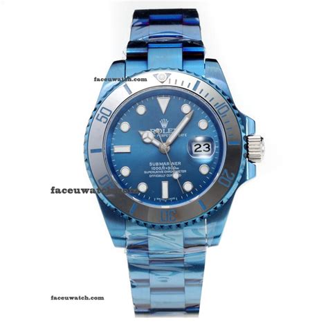 Rolex Submariner Automatic Ceramic Bezel Full Plated Blue with Blue Dial-Sapphire Glass