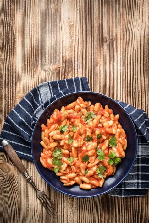 Cavatelli Pasta with Fresh Tomato Sauce Stock Image - Image of cuisine, meal: 168559401