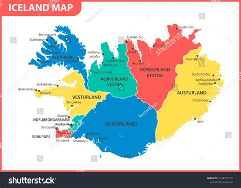 Detailed Map Iceland Regions States Cities: Vector có sẵn (miễn phí bản ...