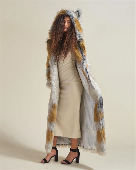 Arctic Fox Faux Fur Long Women's Coat with Hood | SpiritHoods