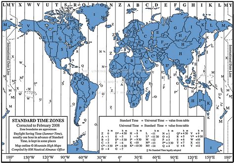 World Map Of Time Zones Printable