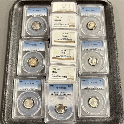 LOT 625 – 12 GRADED ROOSEVELT DIMES, ASSORTED DATES