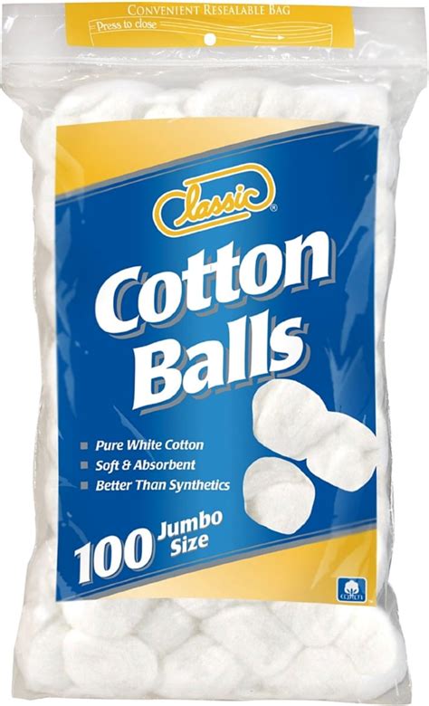 Classic Cotton Balls, Jumbo Size 100 Each - Walmart.com