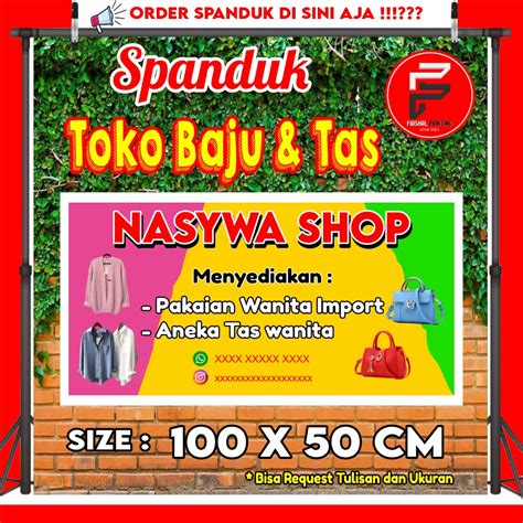 Jual Spanduk Toko Baju dan Tas / Banner Toko Pakaian / Spanduk Toko Ukuran 100 x 50 cm | Shopee ...