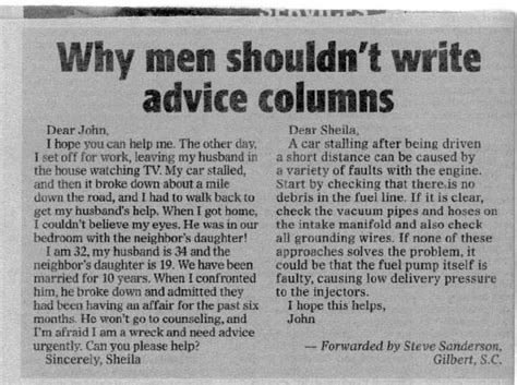 Why Men shouldn’t write Advice Columns | JAY VERSLUIS