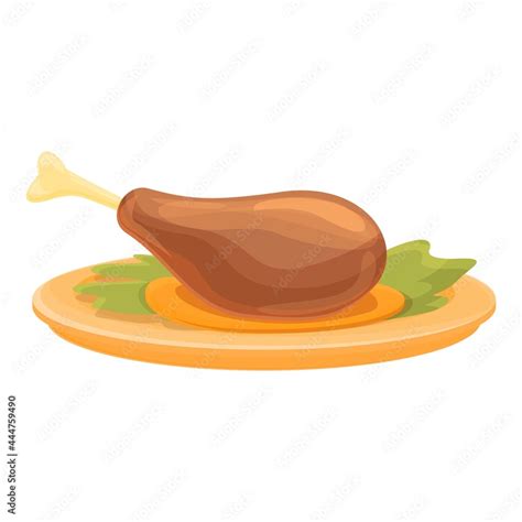 Cooked chicken leg icon cartoon vector. Roast turkey food. Chicken meat Stock Vector | Adobe Stock