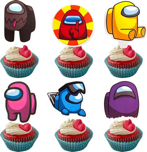 Amazon.com: 24pcs Cartoon Cake Toppers Cute Cupcake Toppers Anime Theme ...