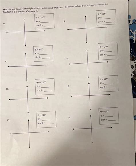 Solved For each angle given (θ), calculate its reference | Chegg.com