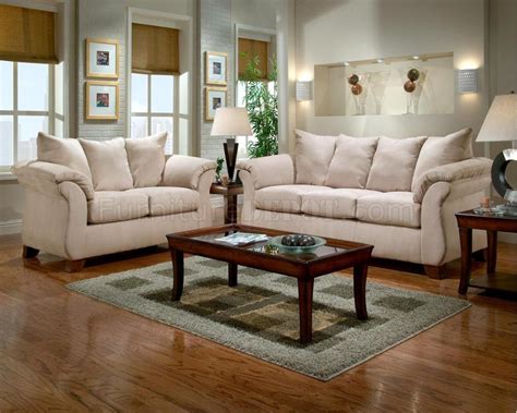 Cream Fabric Modern Loveseat & Sofa Set w/Options