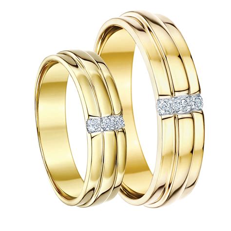 His-Hers 5&6 9ct Yellow Gold Diamond Wedding Rings - Yellow Gold at Elma UK Jewellery