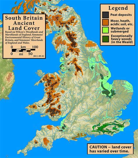 Ancient land cover of southern Britain. | Early middle ages, Map of britain, Middle ages